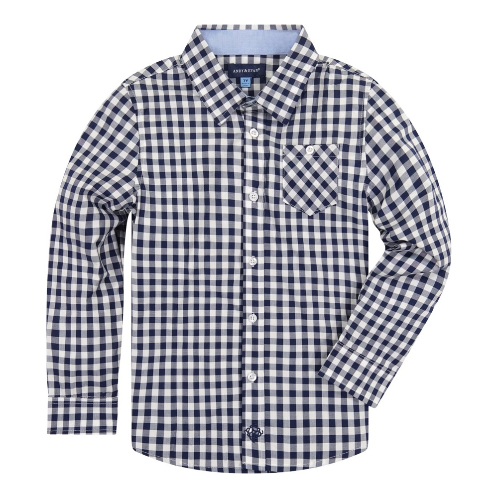 Andy & Evan Navy and White Checkered Button Down Shirt NWOT